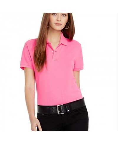 Summer New Women's Top Pink Big Horse Polo Short Sleeve 100% Cotton Casual Femme Slim Classic Style $50.75 - Tops & Tees