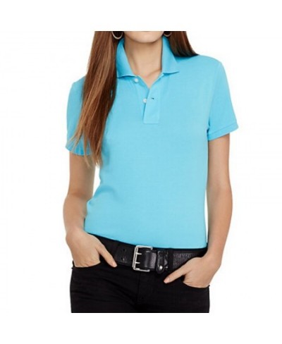 Summer New Women's Top Pink Big Horse Polo Short Sleeve 100% Cotton Casual Femme Slim Classic Style $50.75 - Tops & Tees