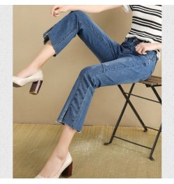 Jeans Women's High Waist Spring 2022 New Slim Eight-point Pants Split Nine-point Micro-horn Pants Tide $63.43 - Jeans