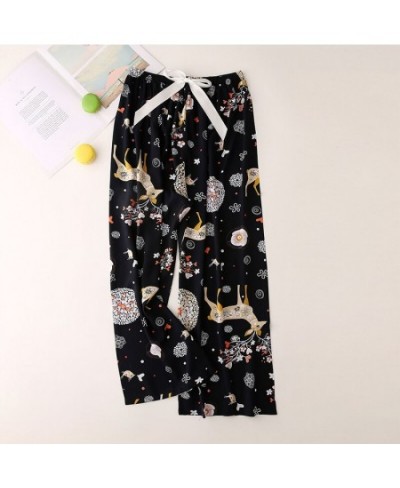 Spring Summer Sleep Wear Women Pajama Printed Loose Sleeping Bottoms Cotton Pants Female Calf-Length Pants Lounge Home Wear $...