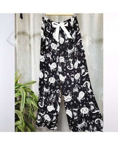 Spring Summer Sleep Wear Women Pajama Printed Loose Sleeping Bottoms Cotton Pants Female Calf-Length Pants Lounge Home Wear $...