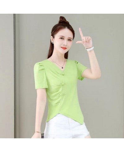 Fashion V-Neck Solid Color Shirring Asymmetrical Blouse Women's Clothing 2023 Summer New Casual Pullovers Office Lady Shirt $...