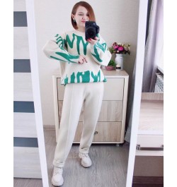 Two Piece Women Autumn Winter Sweater TrackSuit OverSized Harem Pant Suits Lady Casual Warm Knitted Set $80.93 - Suits & Sets