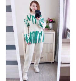 Two Piece Women Autumn Winter Sweater TrackSuit OverSized Harem Pant Suits Lady Casual Warm Knitted Set $80.93 - Suits & Sets