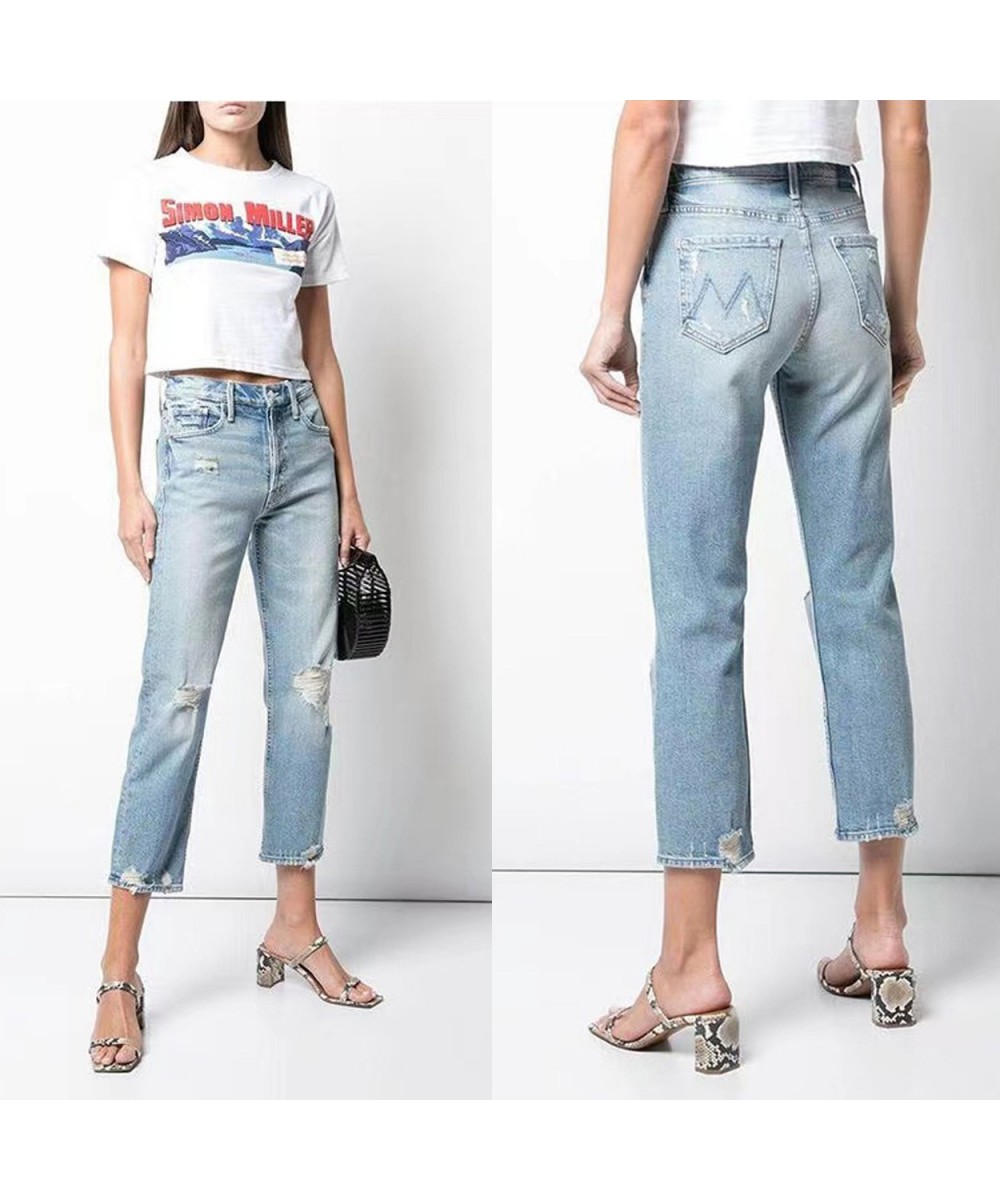 Women's High Waist Distressed Retro Jeans casual fashion ankle-length denim pants 2023 new $78.78 - Bottoms