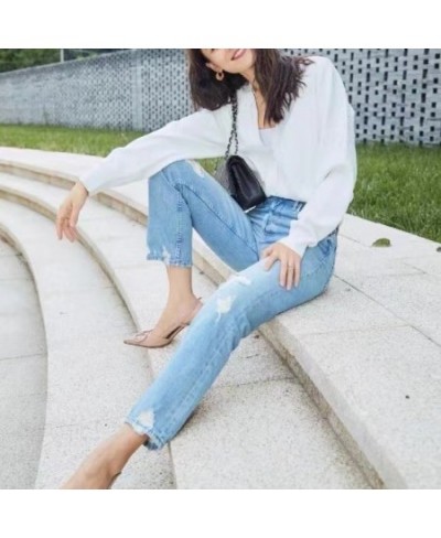 Women's High Waist Distressed Retro Jeans casual fashion ankle-length denim pants 2023 new $78.78 - Bottoms