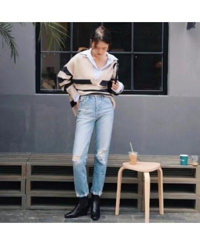 Women's High Waist Distressed Retro Jeans casual fashion ankle-length denim pants 2023 new $78.78 - Bottoms