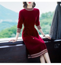 2023 Autumn and Winter Bottoming Knitted Dress Woman Waist Elegant Korean Style Retro Slim Base Sweater Dresses $56.48 - Dresses