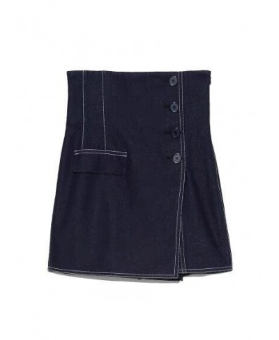 Neploe 2023 Summer New Style Jupes High Waist Button Slit Denim A-line Mini Skirts Slim Culottes Japanese Fashion Mujer Falda...