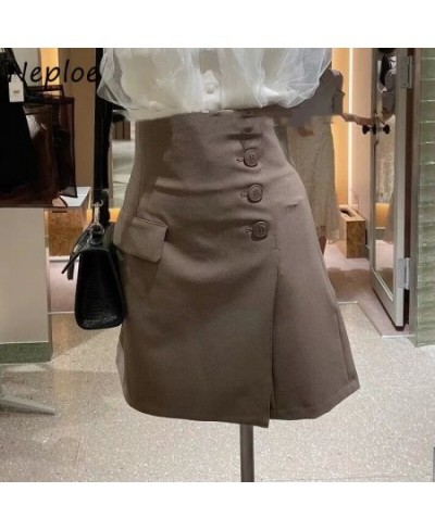 Neploe 2023 Summer New Style Jupes High Waist Button Slit Denim A-line Mini Skirts Slim Culottes Japanese Fashion Mujer Falda...