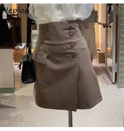 Neploe 2023 Summer New Style Jupes High Waist Button Slit Denim A-line Mini Skirts Slim Culottes Japanese Fashion Mujer Falda...