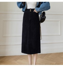 Autumn Winter Split Midi Corduroy Skirt Women Casual Tight High Waist Skirts Chic Pockets Jupe Femme Streetwear K2798 $38.49 ...