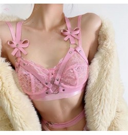 Pink Women Harness Top Faux Leather Body Bondage Lingerie Bra Cage Bowknot O-Ring Suspender Chest Straps Rave Outfit $21.13 -...