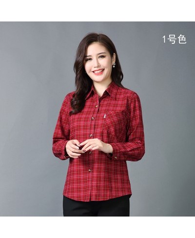 fashion women chic oversized plaid blouse Spring summer long sleeve female casual print shirts Loose stylish cotton tops blus...
