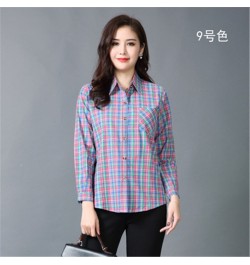 fashion women chic oversized plaid blouse Spring summer long sleeve female casual print shirts Loose stylish cotton tops blus...