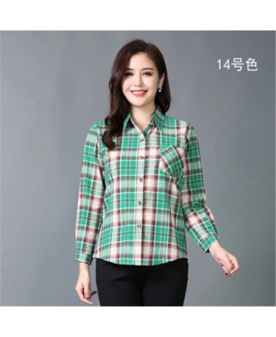 fashion women chic oversized plaid blouse Spring summer long sleeve female casual print shirts Loose stylish cotton tops blus...