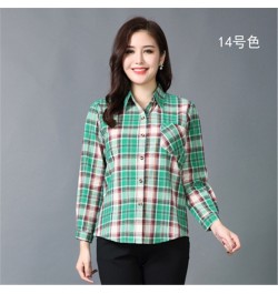 fashion women chic oversized plaid blouse Spring summer long sleeve female casual print shirts Loose stylish cotton tops blus...