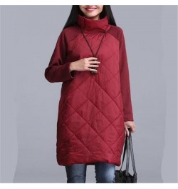 2022 New Fashion Autumn Winter Women Straight Dress Turtleneck Casual Loose Slim Patchwork Cotton Soft Vestidos $47.19 - Jack...