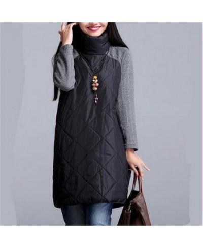 2022 New Fashion Autumn Winter Women Straight Dress Turtleneck Casual Loose Slim Patchwork Cotton Soft Vestidos $47.19 - Jack...