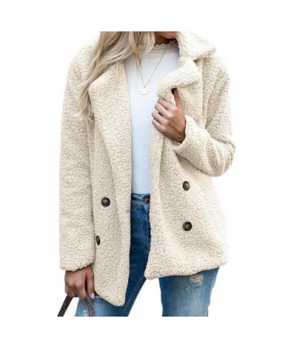 Women Autumn Winter Coat Faux Fleece Long Sleeve Buttons Lapel Coat Open Front Warm Jacket Casual Oversized Warm Streetwear $...