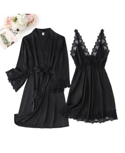 Nightdress Women Robe Bride Bridesmaid Bathrobes Satin Pajamas Set Strap Dress 2 Piece Loose Kimono Sexy Sleepwear Homewea $5...