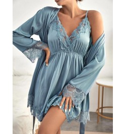 Nightdress Women Robe Bride Bridesmaid Bathrobes Satin Pajamas Set Strap Dress 2 Piece Loose Kimono Sexy Sleepwear Homewea $5...