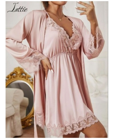 Nightdress Women Robe Bride Bridesmaid Bathrobes Satin Pajamas Set Strap Dress 2 Piece Loose Kimono Sexy Sleepwear Homewea $5...