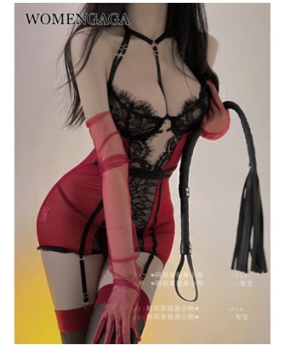 Black Mesh Red Lace Sexy Uniform Gauze Transparent Tight Sexy Mini Dress Slim Korean Women Tops Robe Sweet Fairy 5RYZ $32.11 ...