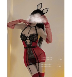 Black Mesh Red Lace Sexy Uniform Gauze Transparent Tight Sexy Mini Dress Slim Korean Women Tops Robe Sweet Fairy 5RYZ $32.11 ...