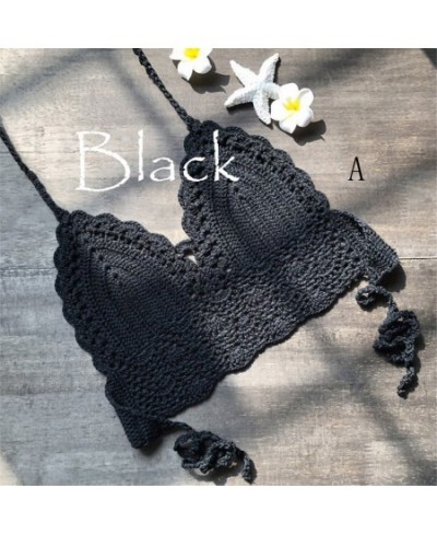 Fashion Women Bralette Halter Neck Crop Top Knit Crochet Cami Summer Bikini Beach Crop Tops $15.98 - Tops & Tees