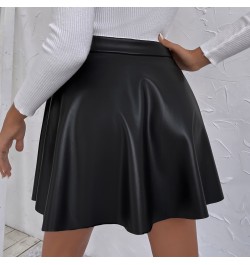 High Waist Pu Leather Skirt Women Autumn Button Front High Waist A Line Short Skirts Female Vintage Pleated Mini Skirts $32.7...