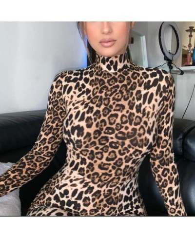 2023 High Quality Autumn Winter Bodycon Playsuits Fitness Casual Biker Jumpsuits Long Sleeve Leopard Print Stretch Rompers $2...