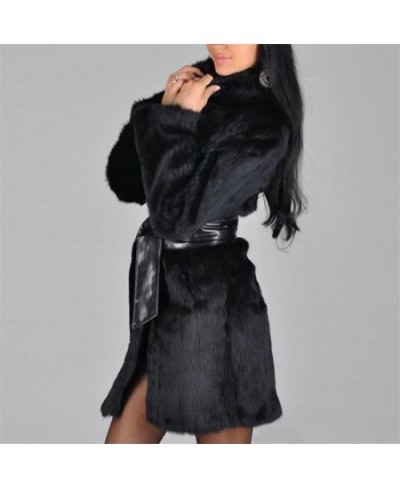 Autumn & winter Black 3XL Jackets Lmitation Fur coat Overcoat Street Fashion Casual Warm Imitation Fur Water Mink Long pu Bel...