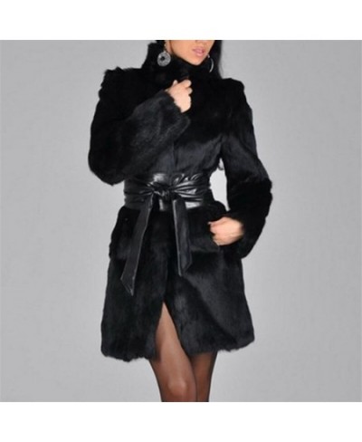 Autumn & winter Black 3XL Jackets Lmitation Fur coat Overcoat Street Fashion Casual Warm Imitation Fur Water Mink Long pu Bel...