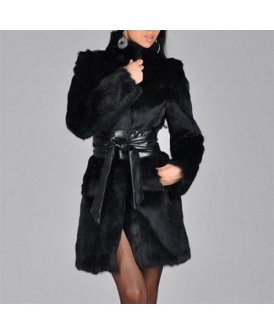 Autumn & winter Black 3XL Jackets Lmitation Fur coat Overcoat Street Fashion Casual Warm Imitation Fur Water Mink Long pu Bel...