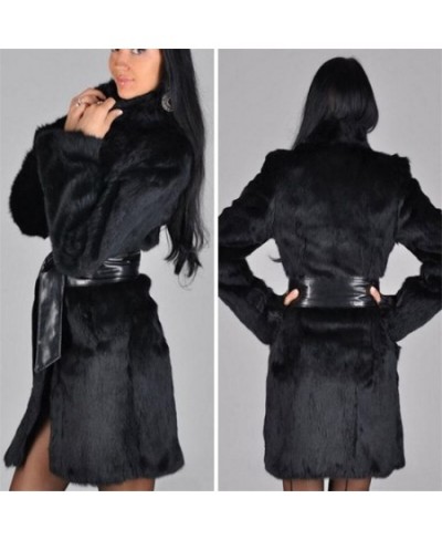 Autumn & winter Black 3XL Jackets Lmitation Fur coat Overcoat Street Fashion Casual Warm Imitation Fur Water Mink Long pu Bel...