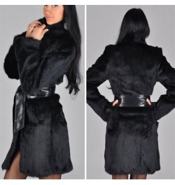 Autumn & winter Black 3XL Jackets Lmitation Fur coat Overcoat Street Fashion Casual Warm Imitation Fur Water Mink Long pu Bel...