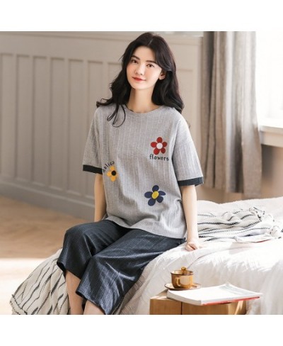 Women's Home Clothes Print Pure Cotton Pajamas Capris Cartoon Japanese Style SpringSummer Sleepwear Loose Sleep Sets Outfits ...