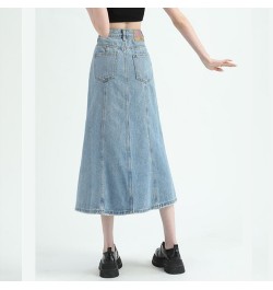 Korean Style Bodycon Fishtail Skirts for Women Fashion Denim Maxi Long Skirt 2023 New High Waisted Ruffles Midi Skirts $50.98...
