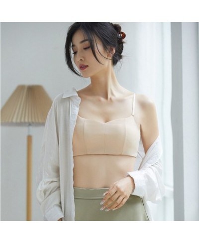 Ice Silk Waist Top For Women Comfort Seamless Crop Top One-Size Wrap Chest Solid Color Yoga Underwear V-neck Ladies Lingerie ...