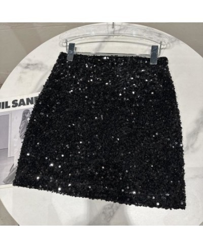 2022 Autumn Winter Bright Sequins Short Bodycon Skirt Women GG869 $50.14 - Skirts