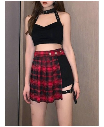 2023 women skirt Harajuku gothic black sexy high waist pleated skirt punk girl's skirt with shorts new summer plaid skirt $42...