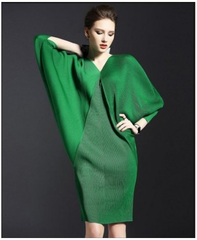 Women 2023 Summer Autumn Temperament Bat Sleeve Solid Color Dresses Big Size Sexy Package Hip Party Dress $58.76 - Dresses