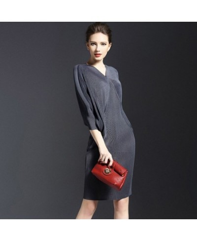 Women 2023 Summer Autumn Temperament Bat Sleeve Solid Color Dresses Big Size Sexy Package Hip Party Dress $58.76 - Dresses