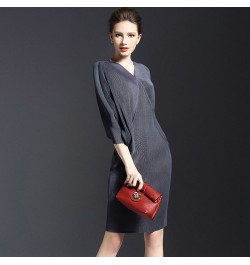 Women 2023 Summer Autumn Temperament Bat Sleeve Solid Color Dresses Big Size Sexy Package Hip Party Dress $58.76 - Dresses