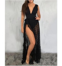 Sexy Women Mesh Sheer Beach Holiday Ruffled Sunscreen Bikini Cover Up Wrap Belted Bow knot tied Long Skirt Summer Holiday $22...