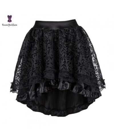 Steampunk Corset Dress Set Women Victorian Black Burlesque Corset with High Low Skirt $26.21 - Skirts