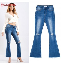 Fashion Stretch womens Flare Jeans Stretching Wide Leg Hole Flare Jeans For womens Trousers Flare jeans plus size k33 $55.48 ...