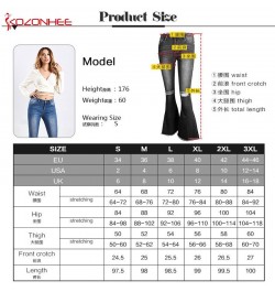 Fashion Stretch womens Flare Jeans Stretching Wide Leg Hole Flare Jeans For womens Trousers Flare jeans plus size k33 $55.48 ...