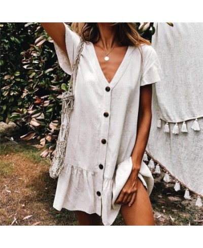 New Cover-ups 2023 Sexy V-neck Summer Beach Dress Tunic Women Casual Beachwear Swimsuit Cover Up Sarong Plage N771 $36.42 - S...